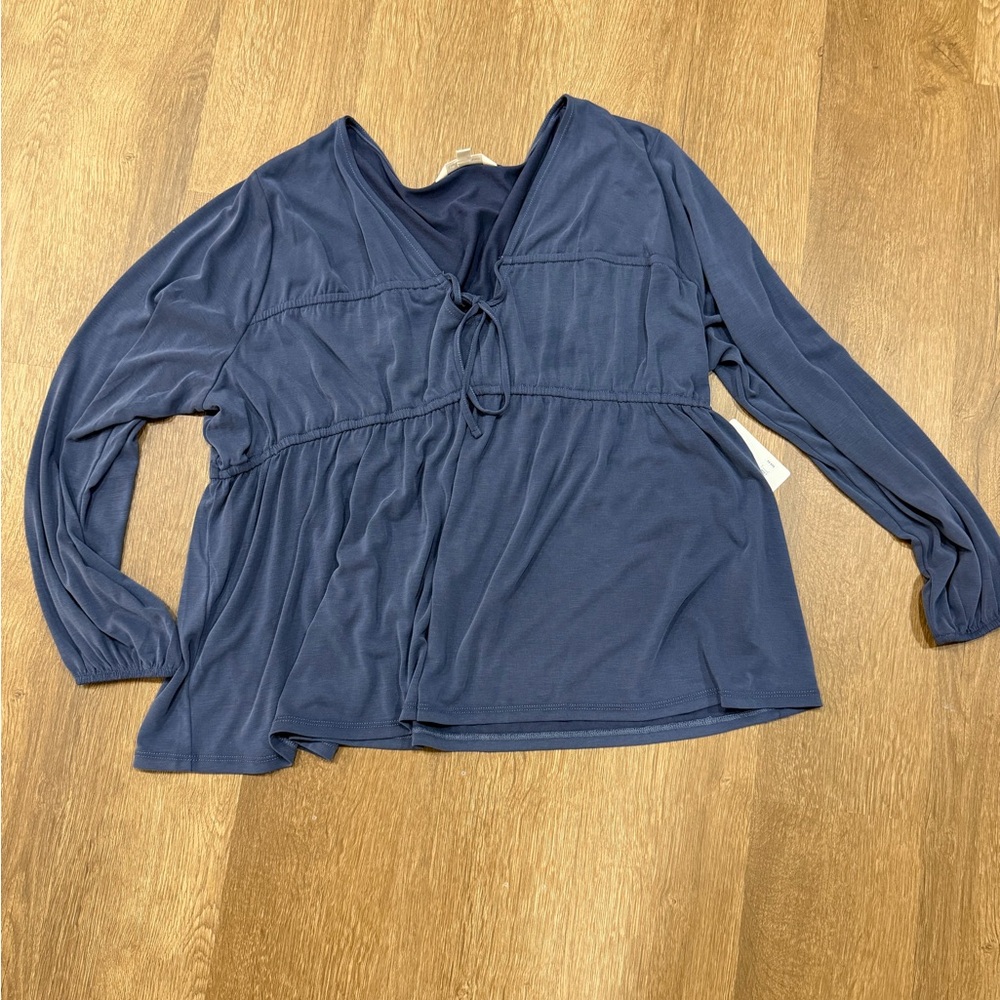 Lucky Brand Navy Long Sleeve Blouse
